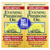American Health, Royal Brittany, Evening Primrose Oil, 1300 mg, 2 Bottles, 60 Softgels Each