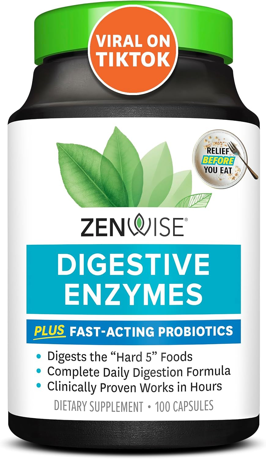Zenwise Health Digestive Enzymes for Gut Health - Probiotic Multi Enzymes with Prebiotics and Probiotics for Women and Men for Digestive Health and Bloating Relief, Daily Enzymes for Digestion -180 CT