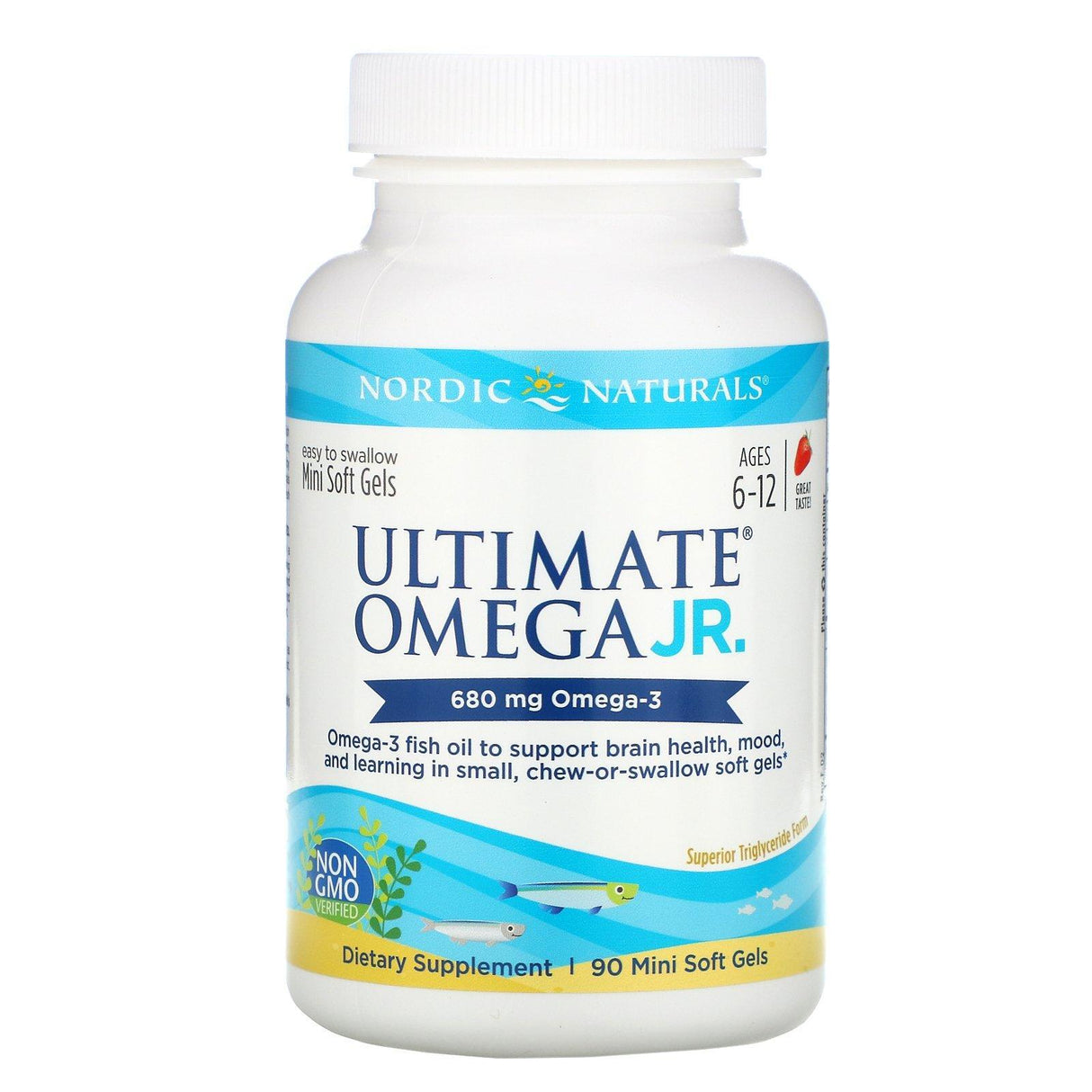 Nordic Naturals, Ultimate Omega Junior, Ages 6-12, Strawberry, 680 mg, 90 Mini Soft Gels - Supply Center USA