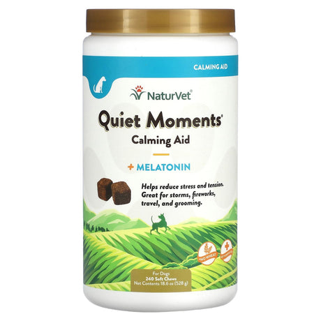 NaturVet, Quiet Moments, Calming Aid Plus Melatonin, For Dogs, 70 Soft Chews, 5.4 oz (154 g) - Supply Center USA