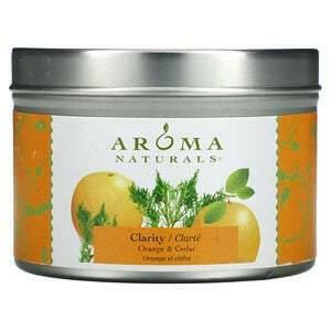 Aroma Naturals, Soy VegePure, Travel Tin Candle, Clarity, Orange & Cedar, 2.8 oz (79.38 g) - HealthCentralUSA