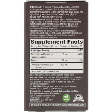 Nature's Way, Chlorofresh, Chlorophyll Drops, Mint Flavored, 2 fl oz (59 ml) - Supply Center USA