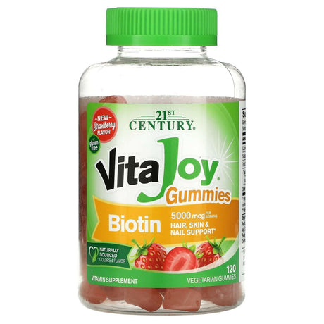 21st Century, VitaJoy Biotin Gummies, Strawberry Flavor, 2,500 mcg, 120 Vegetarian Gummies - Supply Center USA