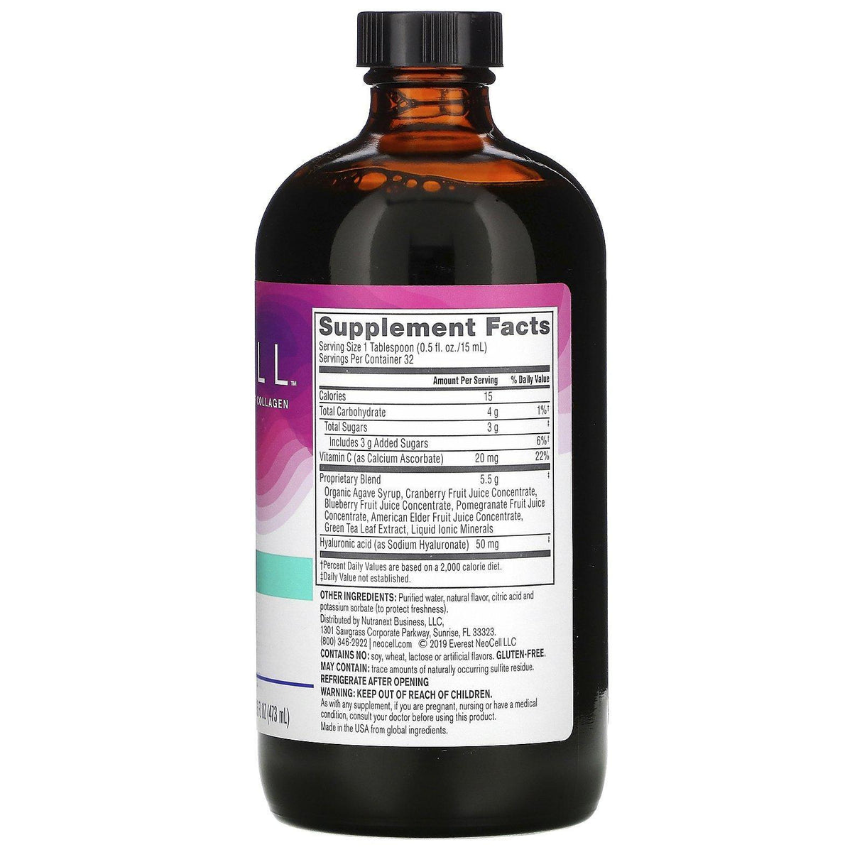 Neocell, Hyaluronic Acid, Berry Liquid, 50 mg, 16 fl oz (473 ml) - Supply Center USA