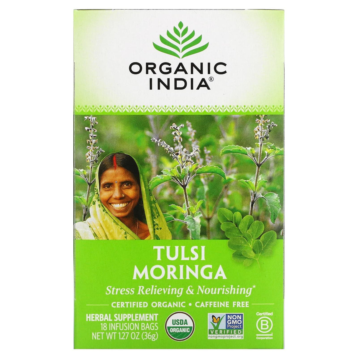 Organic India, Tulsi Tea, Turmeric Ginger, Caffeine-Free, 18 Infusion Bags, 1.2 oz (34.2 g) - Supply Center USA