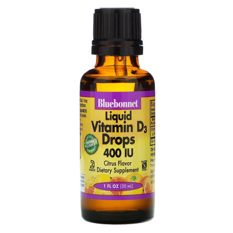 Bluebonnet Nutrition, Liquid Vitamin D3 Drops, Natural Citrus Flavor, 400 IU, 1 fl oz (30 ml) - Supply Center USA