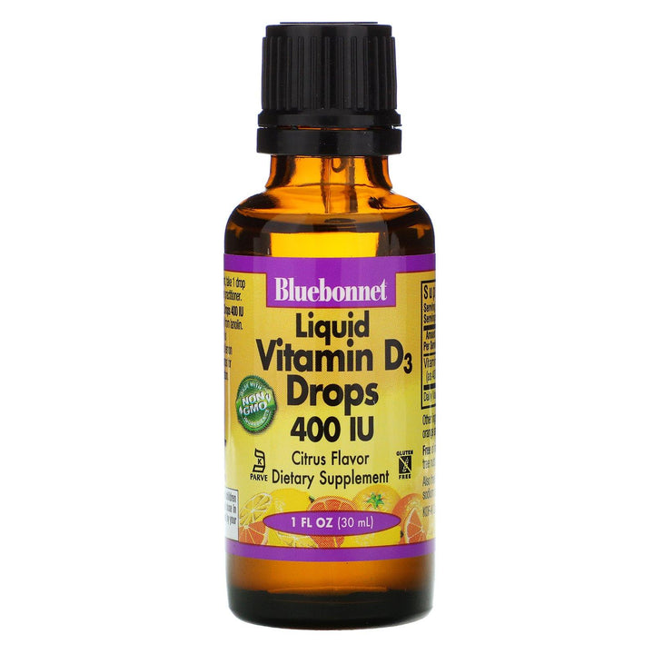 Bluebonnet Nutrition, Liquid Vitamin D3 Drops, Natural Citrus Flavor, 400 IU, 1 fl oz (30 ml) - HealthCentralUSA