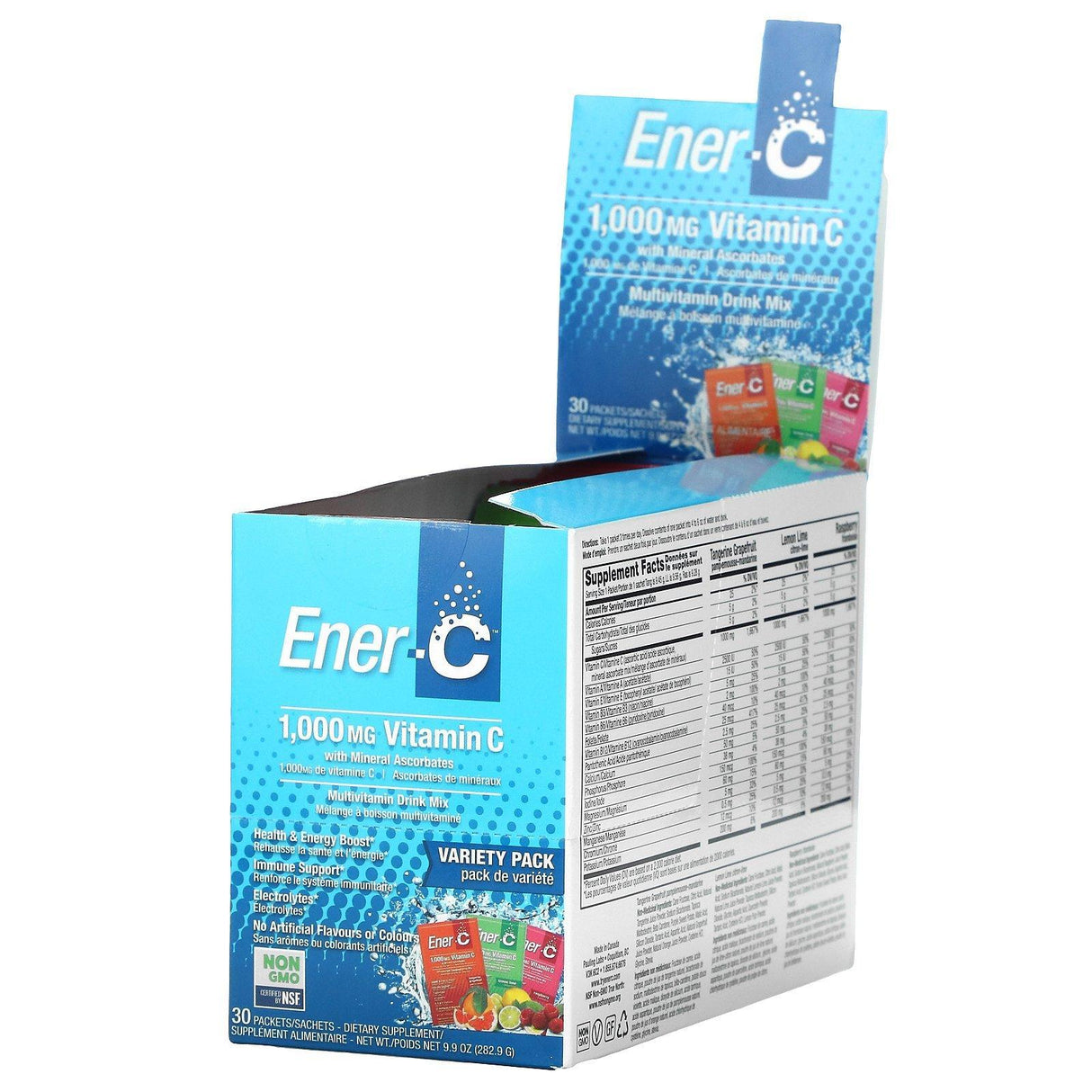 Ener-C, Vitamin C, Multivitamin Drink Mix, Variety Pack, 1,000 mg, 30 Packets, 9.9 oz (282.9 g) - Supply Center USA