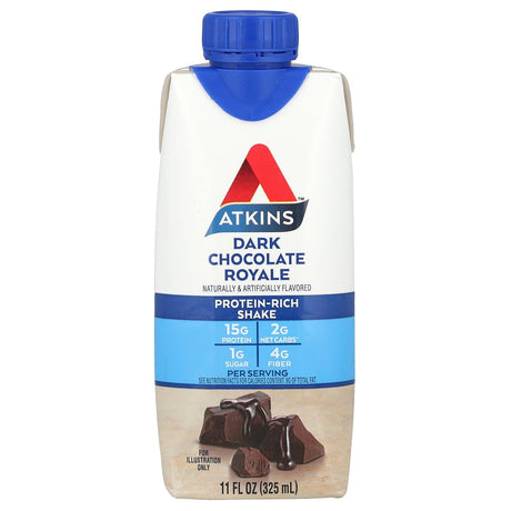 Atkins, Protein-Rich Shake, Dark Chocolate Royale , 4 Shakes, 11 fl oz (325 ml) Each - Supply Center USA