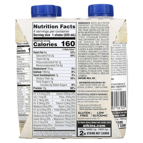 Atkins, Protein-Rich Shake, Creamy Vanilla, 4 Shakes, 11 fl oz (325 ml) Each - Supply Center USA