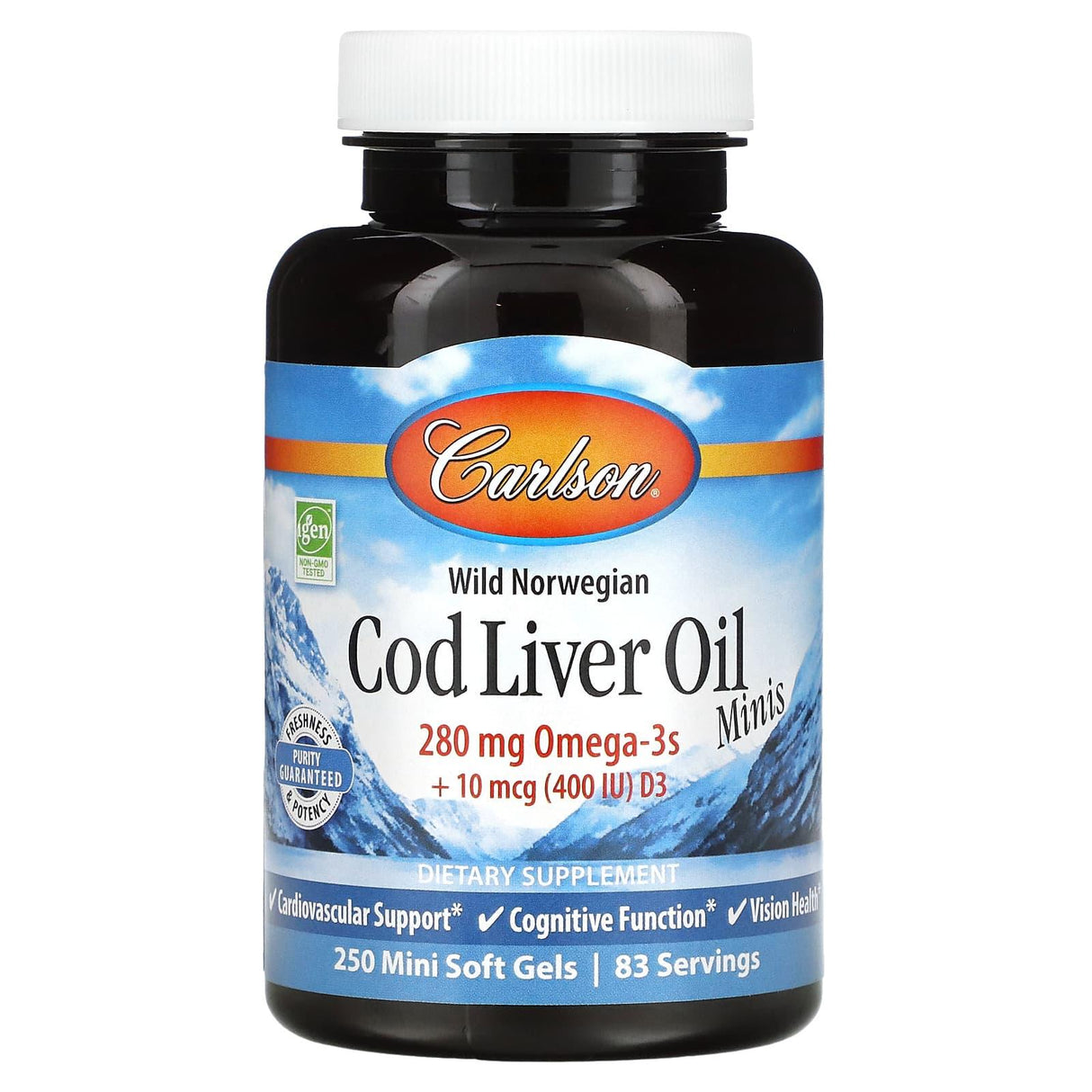 Carlson, Wild Norwegian, Cod Liver Oil Minis, 250 Mini Soft Gels - Supply Center USA