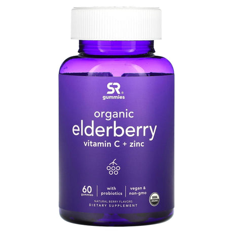 Sports Research, Organic Elderberry Vitamin C + Zinc, Natural Berry, 120 Gummies - Supply Center USA