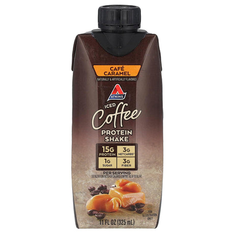 Atkins, Iced Coffee Protein Shake, Cafe Caramel, 4 Shakes, 11 fl oz (325 ml) Each - Supply Center USA