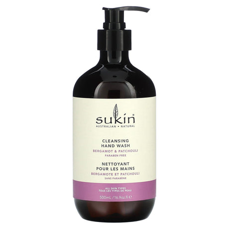 Sukin, Cleansing Hand Wash, Bergamot & Patchouli, 16.9 fl oz (500 ml) - Supply Center USA