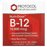 Protocol for Life Balance, Nutri-Dose B-12, Mixed Berry, 10,000 mcg, 12 Vials, 0.5 fl oz (15 ml) Each - Supply Center USA