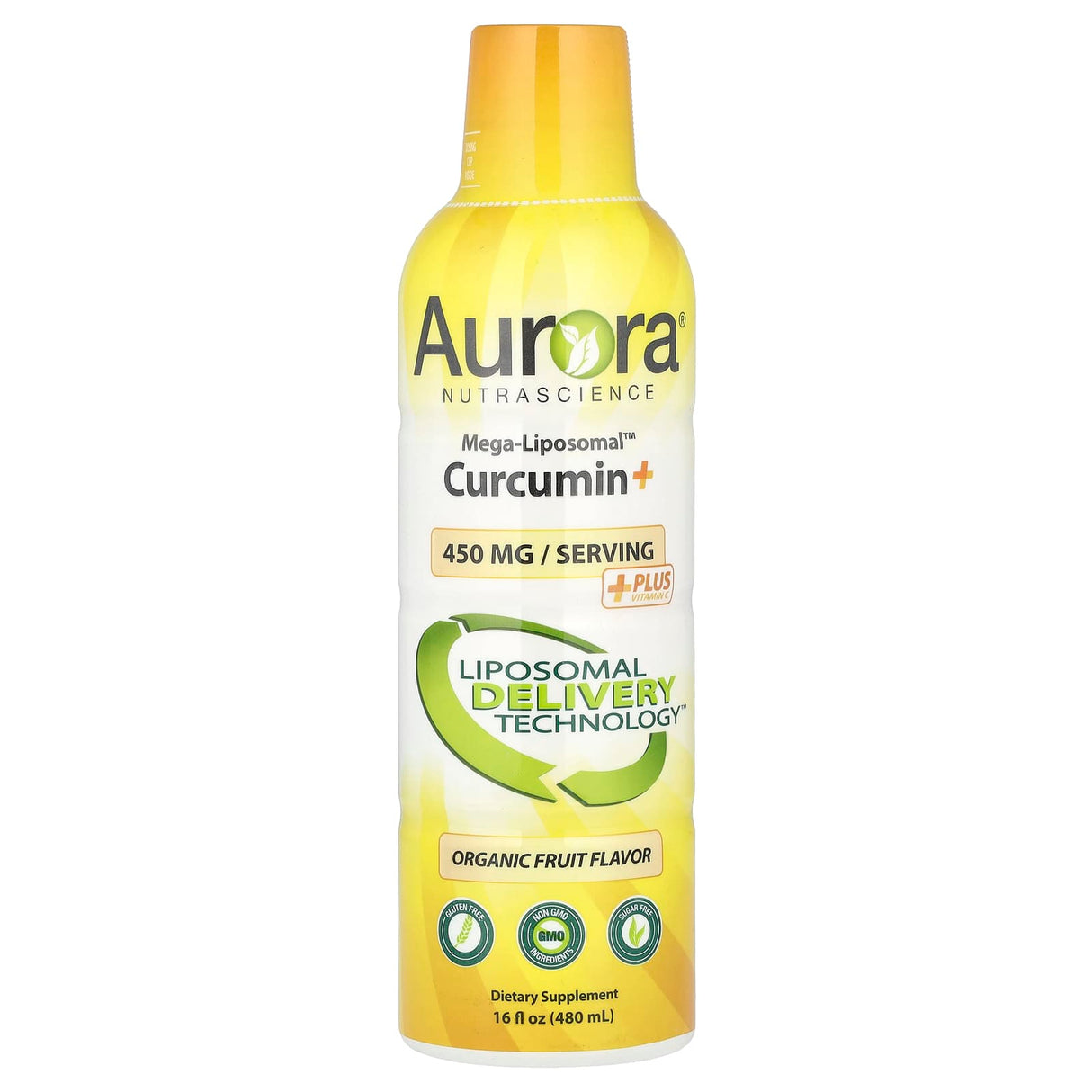 Aurora Nutrascience, Mega-Liposomal Curcumin+, Organic Fruit Flavor, 600 mg, 16 fl oz (480 ml)