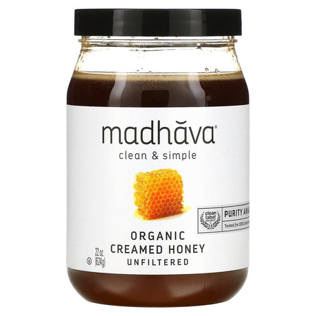 Madhava Natural Sweeteners, Clean & Simple, Organic Creamed Honey, Unfiltered, 22 oz (624 g) - Supply Center USA