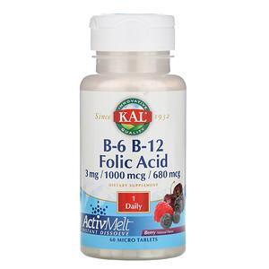 KAL, B-6 B-12 Folic Acid, Berry, 60 Micro Tablets - Supply Center USA