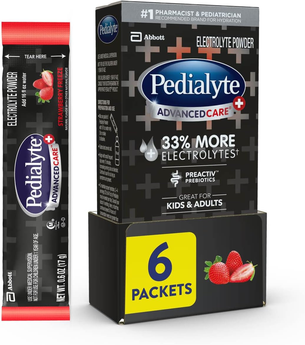 Pedialyte Multi Pack, Electrolyte Hydration Drink, 0.6 Oz Electrolyte Powder Packs, 80 Count