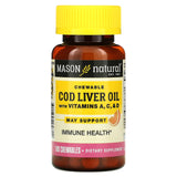 Mason Natural, Chewable Cod Liver Oil with Vitamins A, C, & D, Orange, 100 Chewables - Supply Center USA