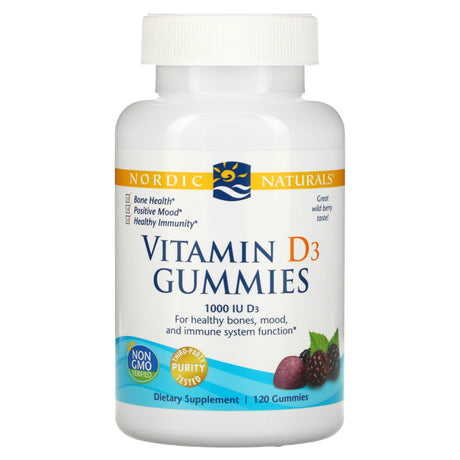 Nordic Naturals, Vitamin D3 Gummies, Wild Berry, 1,000 IU, 60 Gummies - Supply Center USA