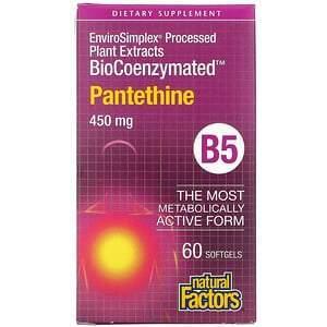 Natural Factors, BioCoenzymated, B5, Pantethine, 450 mg, 60 Softgels - Supply Center USA