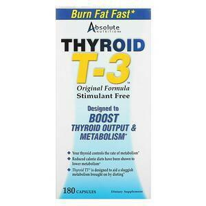 Absolute Nutrition, Thyroid T-3, Original Formula, 180 Capsules - Supply Center USA