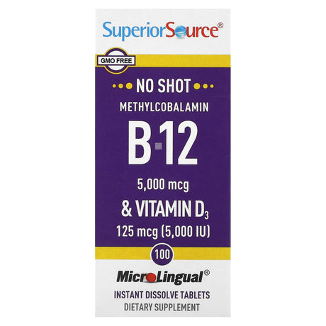 Superior Source, Methylcobalamin B-12 & Vitamin D3, 100 MicroLingual Instant Dissolve Tablets - Supply Center USA