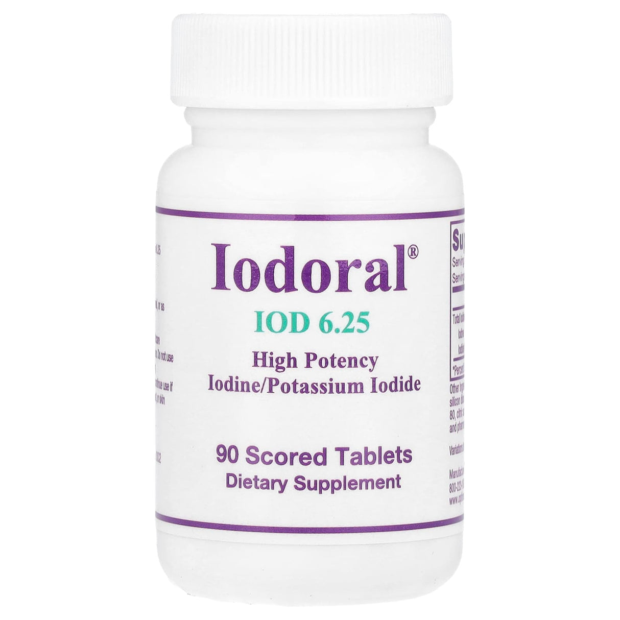 Optimox, Iodoral, IOD, 6.25 mg, 90 Scored Tablets