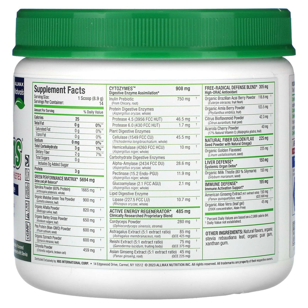 ALLMAX, CytoGreens For Athletes, Acai Berry Green Tea, 4.4 oz (125 g) - Supply Center USA