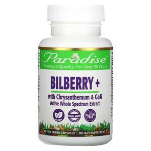 Paradise Herbs, Bilberry+ with Chrysanthemum & Goji, 60 Vegetarian Capsules - Supply Center USA