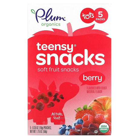 Plum Organics, Teensy Soft Fruit Snacks, Tots, Berry, 5 Packs, 0.35 oz (10 g) Each - Supply Center USA