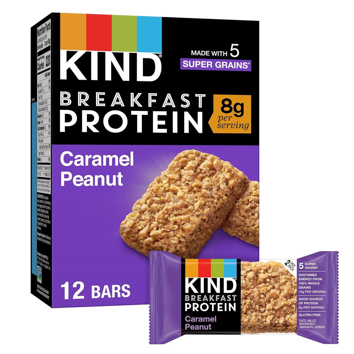 KIND Breakfast, Healthy Snack Bar, Peanut Butter Banana Dark Chocolate, Gluten Free Breakfast Bars, 8G Protein, 1.76 OZ Packs (6 Count)