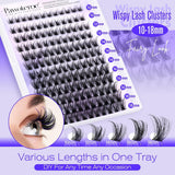 Pawotence Lash Clusters Wispy Cluster Eyelash Extensions 144Pcs Individual Lashes 10-18Mm Lash Extension DIY False Eyelashes Soft Comfortable Eyelash Clusters with Thin Band