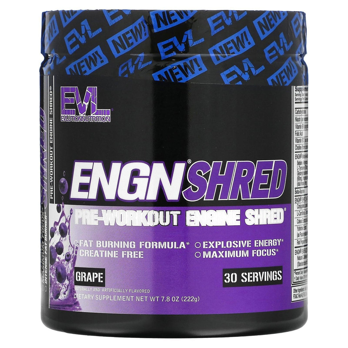 EVLution Nutrition, ENGN Shred, Pre-Workout Engine Shred, Blue Raz, 8.5 oz (240 g) - Supply Center USA