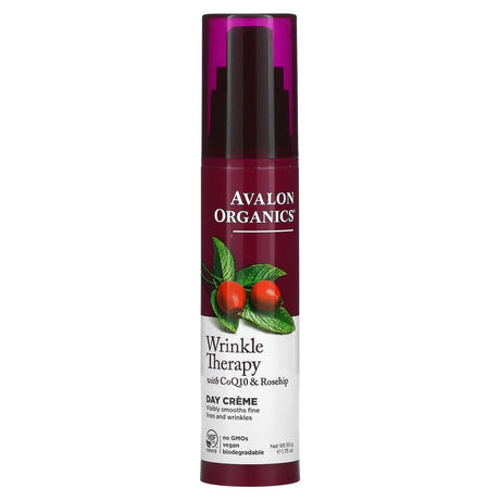 Avalon Organics, Wrinkle Therapy with CoQ10 & Rosehip, Day Creme, 1.75 oz (50 g) - Supply Center USA