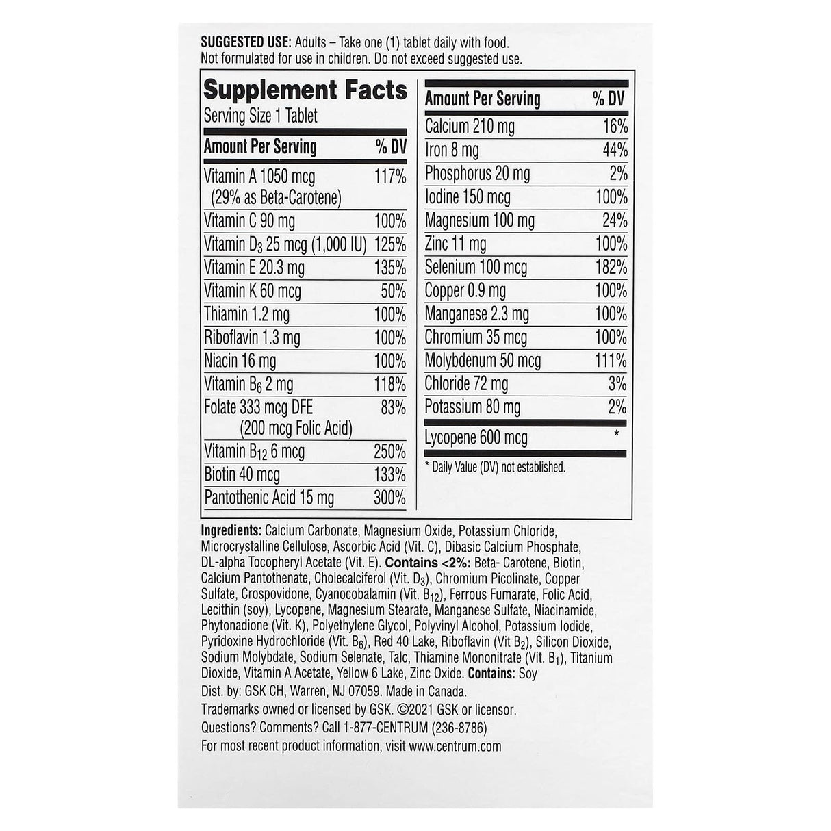 Centrum, Men Multivitamins, 120 Tablets - Supply Center USA