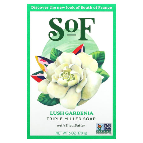 SoF, Triple Milled Bar Soap with Shea Butter, Lush Gardenia, 6 oz (170 g) - Supply Center USA