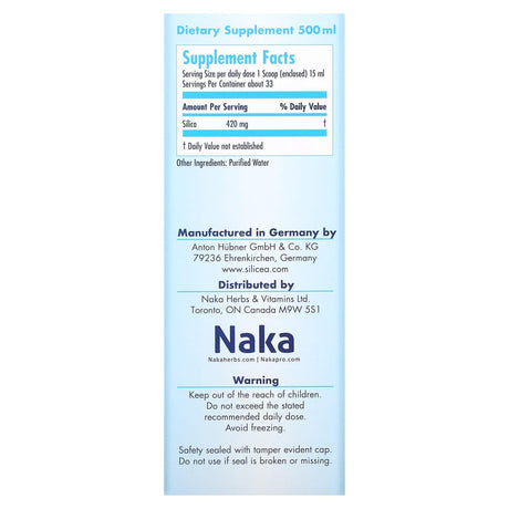 Naka Herbs & Vitamins Ltd, Hubner, Original Silica Gel, 17 fl oz (500 ml) - Supply Center USA