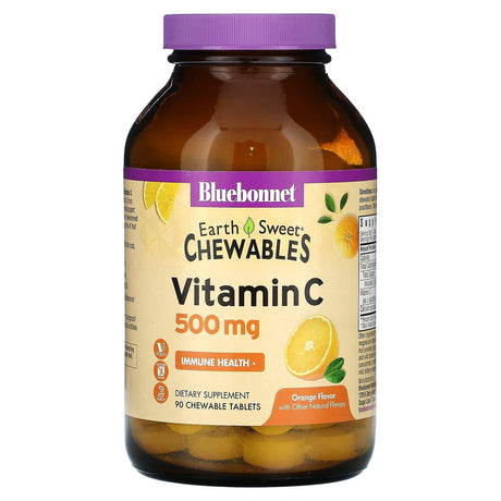 Bluebonnet Nutrition, EarthSweet Chewables, Vitamin C, Orange, 500 mg, 90 Chewable Tablets - Supply Center USA