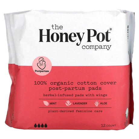 The Honey Pot Company, Organic Herbal-Infused Pads with Wings, Post-Partum, 12 Count - Supply Center USA