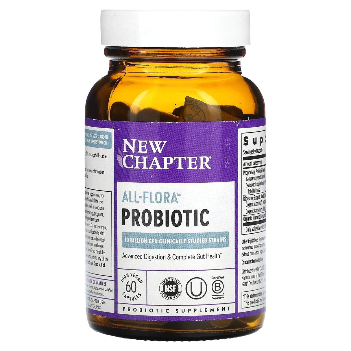 New Chapter, All-Flora Probiotic , 10 Billion CFU, 60 Vegan Capsules - Supply Center USA