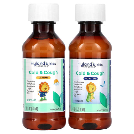 Hyland's Naturals, Kids, Cold & Cough Combo Pack, Daytime/Nighttime, Age 2-12 Years, 2 Bottles, 4 fl oz (118 ml) Each - Supply Center USA