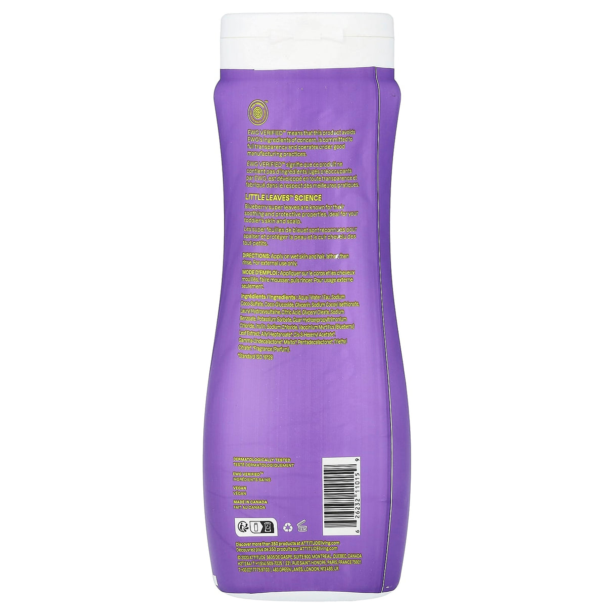 ATTITUDE, Little Leaves Science, 2-In-1 Shampoo & Body Wash, Vanilla & Pear, 16 fl oz (473 ml)