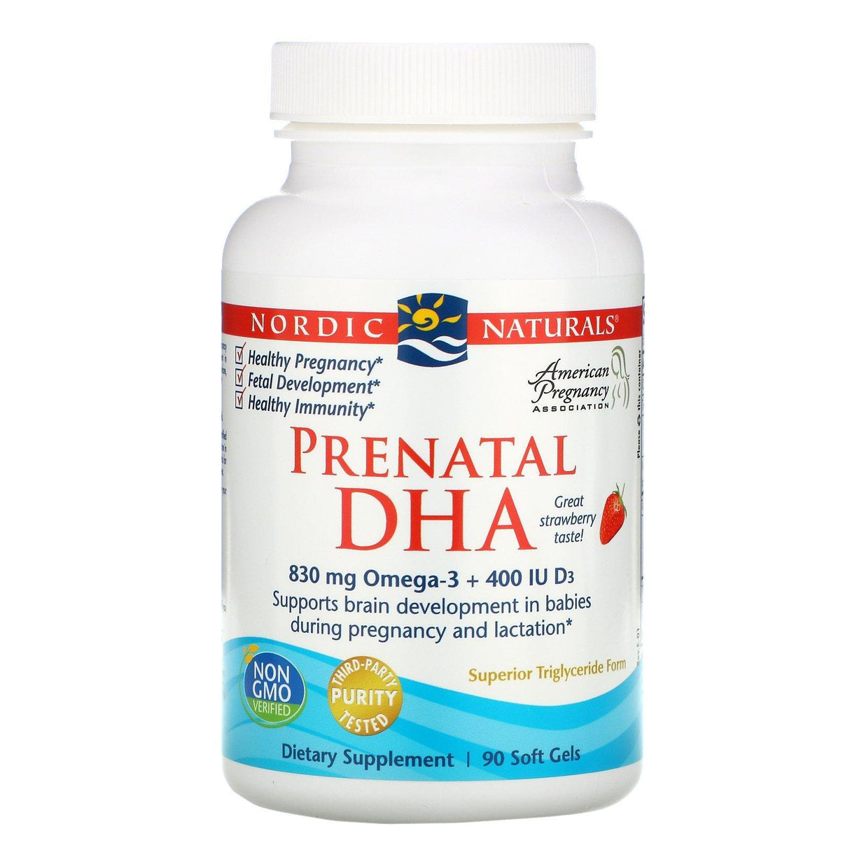 Nordic Naturals, Prenatal DHA, Strawberry, 90 Soft Gels - Supply Center USA