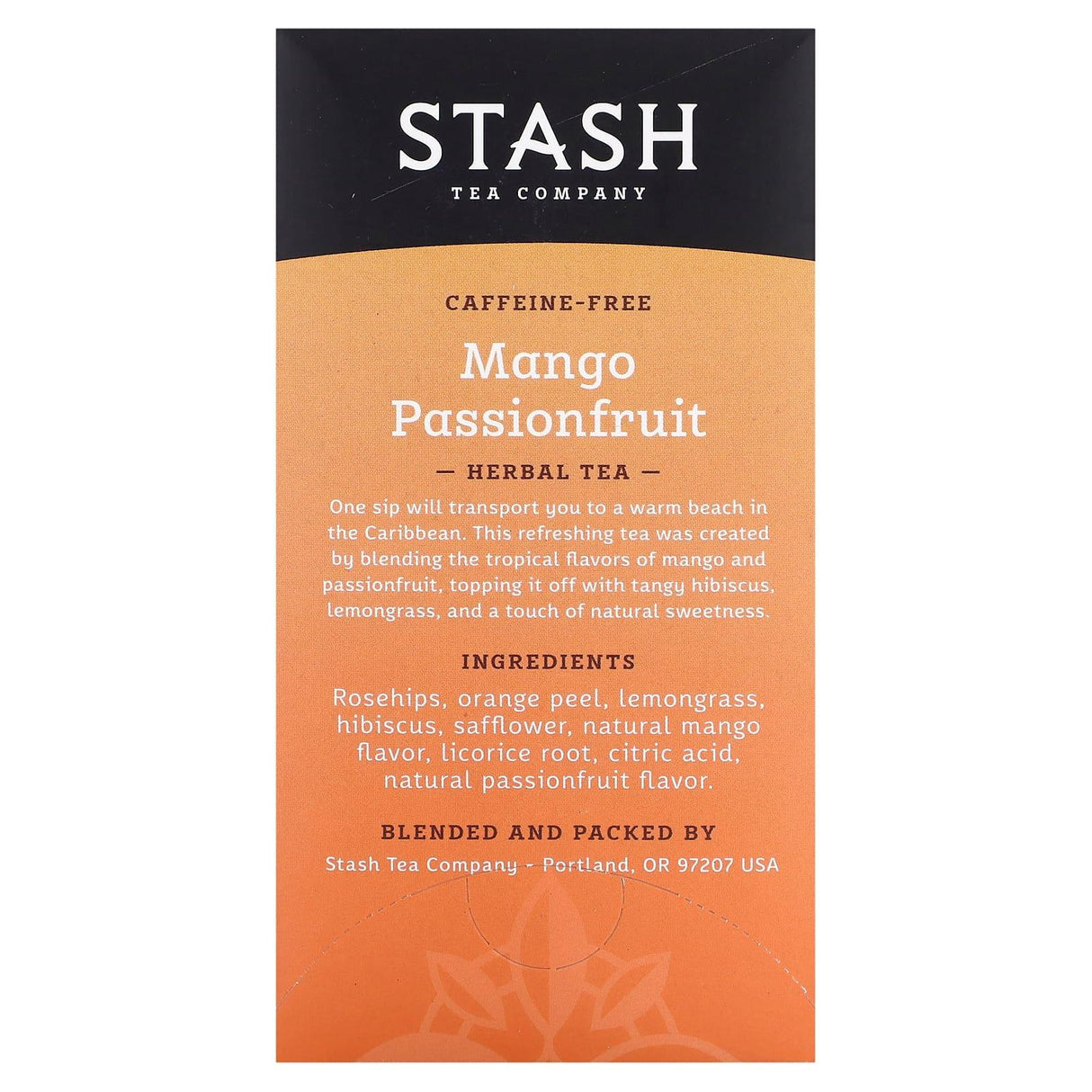 Stash Tea, Herbal Tea, Mango Passionfruit, Caffeine Free, 20 Tea Bags, 1.3 oz (38 g) - Supply Center USA