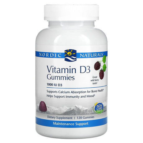 Nordic Naturals, Vitamin D3, Wild Berry, 1,000 IU, 120 Gummies - Supply Center USA