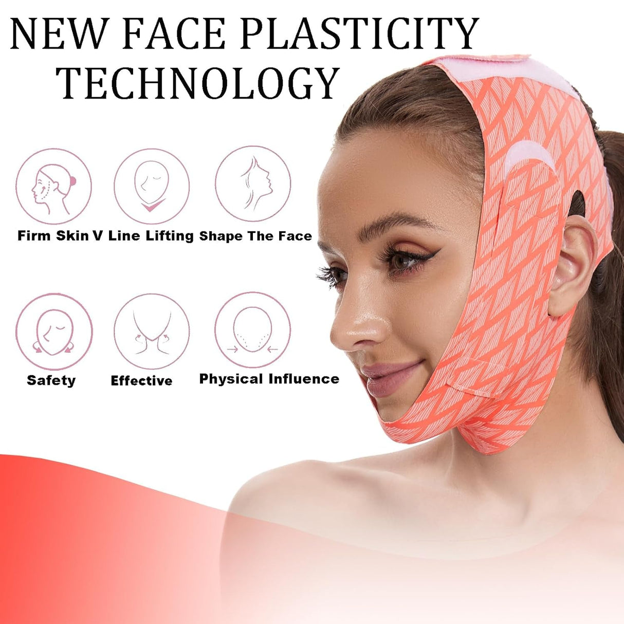 V Line Mask Double Chin Reducer Strap Eliminator Remover Prevent Sagging Shaped Face Belt Slimming for Sleeping Women Jaw Exerciser