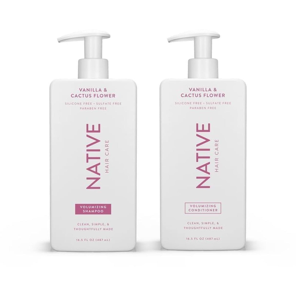 Native Shampoo and Conditioner Contain Naturally Derived Ingredients| All Hair Type Color & Treated, Fine to Dry Damaged, Sulfate & Dye Free - Almond & Shea Butter, 16.5 Fl Oz Each (2 Pack)