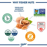 Fisher Chef'S Naturals Walnut & Pieces, Naturally Gluten Free, No Preservatives, Non-Gmo, Halves, 16 Oz
